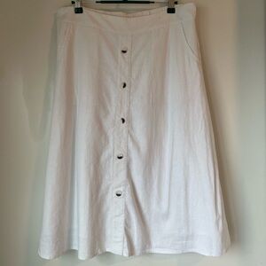 Christopher & Banks Cream Button-Front A-Line Skirt